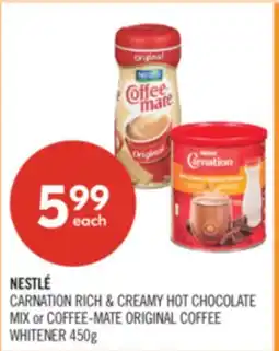 Shoppers Drug Mart NESTLE CARNATION RICH & CREAMY HOT CHOCOLATE MIX or COFFEE-MATE ORIGINAL COFFEE WHITENER 450g offer