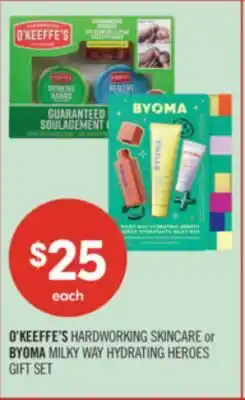 Shoppers Drug Mart O'KEEFFE'S HARDWORKING SKINCARE or BYOMA MILKY WAY HYDRATING HEROES GIFT SET offer
