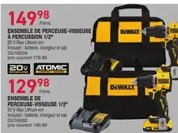 Matério ENSEMBLE DE PERCEUSE-VISSEUSE À PERCUSSION 1/2 DEWALT offer