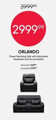 Meubles RD Orlando - Power Reclining Sofa with Adjustable Headrests and Audio System offer