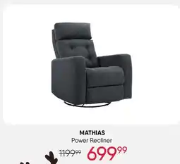 Meubles RD Mathias - Power Recliner with Adjustable Headrest offer
