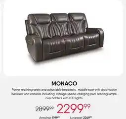 Meubles RD Monaco - Power Reclining Sofa with Adjustable Headrests offer