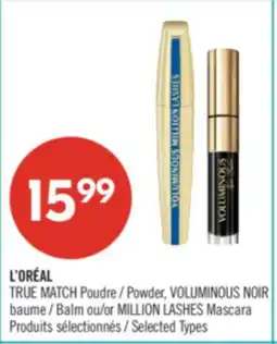 Pharmaprix L'ORÉAL TRUE MATCH Powder, VOLUMINOUS NOIR Balm or MILLION LASHES Mascara offer