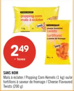 Pharmaprix NO NAME Popping Corn Kernels (1 kg) or Cheese Flavoured Twists (200 g) offer