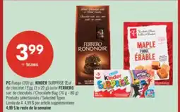 Pharmaprix PC Fudge (200 g), KINDER SURPRISE Egg (3 x 20 g) or FERRERO Chocolate Bag (70 g - 80 g) offer