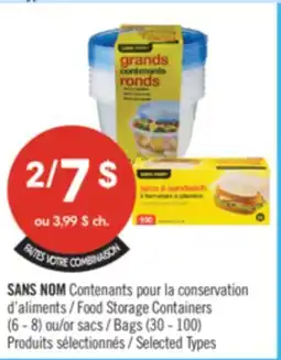Pharmaprix NO NAME Food Storage Containers (6 - 8) or Bags (30 - 100) offer