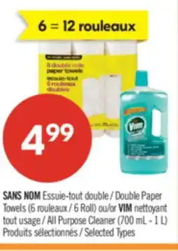 Pharmaprix NO NAME Double Paper Towels ( 6 Roll) or VIM All Purpose Cleaner (700 mL - 1 L) offer