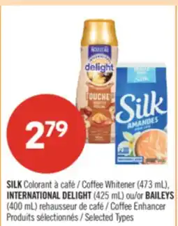 Pharmaprix SILK Coffee Whitener (473 mL), INTERNATIONAL DELIGHT (425 mL) or BAILEYS (400 mL) Coffee Enhancer offer