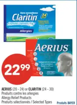 Pharmaprix AERIUS (20 - 24) or CLARITIN (24 - 30) Allergy Relief Products offer