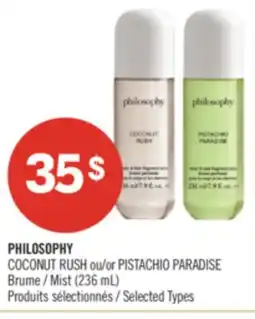 Pharmaprix PHILOSOPHY COCONUT RUSH or PISTACHIO PARADISE Mist offer