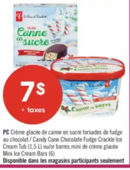 Pharmaprix PC Candy Cane Chocolate Fudge Crackle Ice Cream Tub (1,5 L) or Mini Ice Cream Bars (6) offer