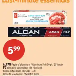Pharmaprix ALCAN Aluminum Foil (50') or PC Heavy-Duty Freezer Bags (10 - 38) offer