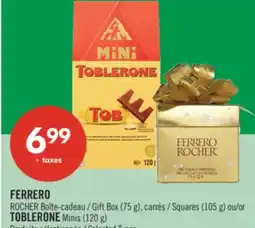 Pharmaprix FERRERO ROCHER Gift Box (75 g), Squares (105 g) or TOBLERONE Minis (120 g) offer