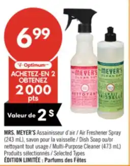 Pharmaprix MRS. MEYER'S Air Freshener Spray (243 mL), Dish Soap or Multi-Purpose Cleaner (473 mL) offer