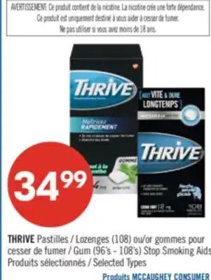 Pharmaprix THRIVE Lozenges (108) or Gum (96's - 108's) Stop Smoking Aid offer