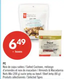 Pharmaprix PC Salted Cashews, Almonds & Macadamia Nuts Mix (200 g) or jerky Beef Jerky (80 g) offer