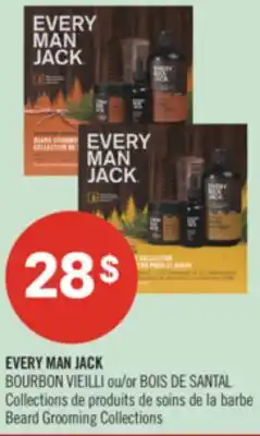 Pharmaprix EVERY MAN JACK BOURBON VIEILLI or BOIS DE SANTAL Beard Grooming Collections offer