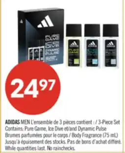 Pharmaprix ADIDAS MEN 3-Piece Set Contains: Pure Game, Ice Dive and Dynamic Pulse Body Fragrance (75 mL) offer