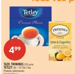 Pharmaprix TAZO, TWININGS (20) or TETLEY (40 - 72) Tea offer