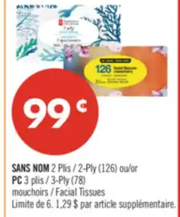 Pharmaprix NO NAME 2-Ply (126) or PC 3-Ply (78) Facial Tissues offer