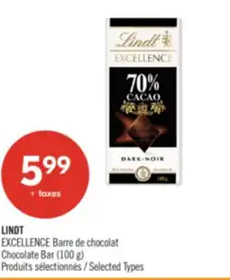 Pharmaprix LINDT Chocolate Bar offer