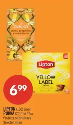 Pharmaprix LIPTON (100) or PUKKA (20) Tea offer