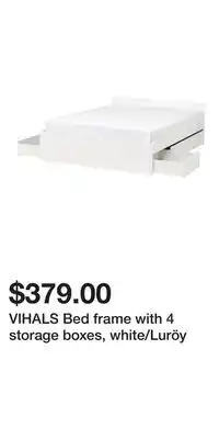 IKEA VIHALS Bed frame with 4 storage boxes, white/Luröy offer