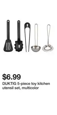 IKEA DUKTIG 5-piece toy kitchen utensil set, multicolor offer