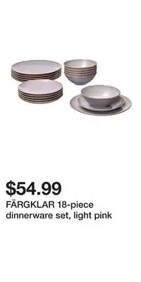 IKEA FÄRGKLAR 18-piece dinnerware set, light pink offer