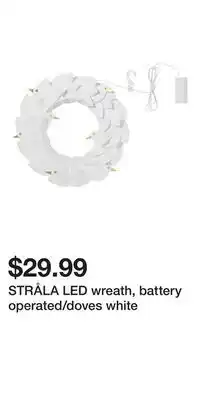 IKEA STRÅLA LED wreath, battery operated/doves white offer
