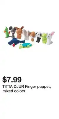 IKEA TITTA DJUR Finger puppet, mixed colors offer