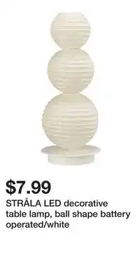 IKEA STRÅLA LED decorative table lamp, ball shape battery operated/white offer