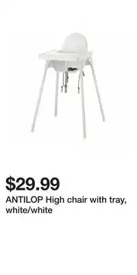 IKEA ANTILOP High chair with tray, white/white offer