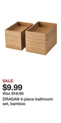 IKEA DRAGAN 4-piece bathroom set, bamboo offer