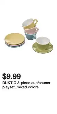 IKEA DUKTIG 8-piece cup/saucer playset, mixed colors offer