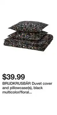 IKEA BRUDKRUSBÄR Duvet cover and pillowcase(s), black multicolor/floral pattern offer