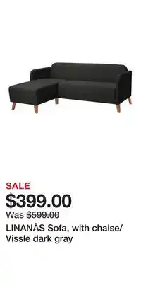 IKEA LINANÄS Sofa, with chaise/Vissle dark gray offer
