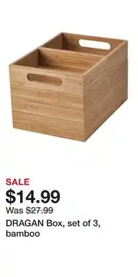 IKEA DRAGAN Box, set of 3, bamboo offer