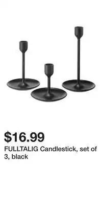 IKEA FULLTALIG Candlestick, set of 3, black offer