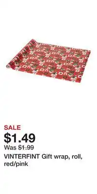 IKEA VINTERFINT Gift wrap, roll, red/pink offer