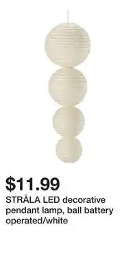 IKEA STRÅLA LED decorative pendant lamp, ball battery operated/white offer
