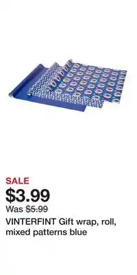 IKEA VINTERFINT Gift wrap, roll, mixed patterns blue offer