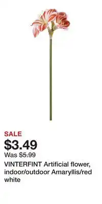 IKEA VINTERFINT Artificial flower, indoor/outdoor Amaryllis/red white offer