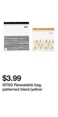 IKEA ISTAD Resealable bag, patterned black/yellow offer
