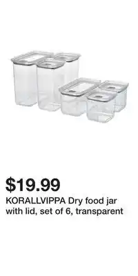 IKEA KORALLVIPPA Dry food jar with lid, set of 6, transparent offer