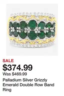 TSC Stores Palladium Silver Grizzly Emerald Double Row Band Ring offer