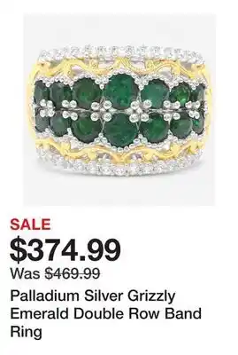 TSC Stores Palladium Silver Grizzly Emerald Double Row Band Ring offer