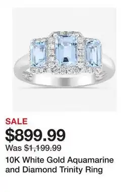 TSC Stores 10K White Gold Aquamarine and Diamond Trinity Ring offer