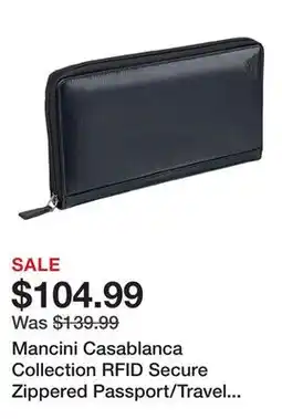 TSC Stores Mancini Casablanca Collection RFID Secure Zippered Passport/Travel Organizer offer