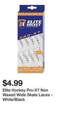 Sport Chek Elite Hockey Pro-X7 Non Waxed Wide Skate Laces - White/Black offer
